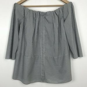 Sunday in Brooklyn Pinstripe Off Shoulder Top